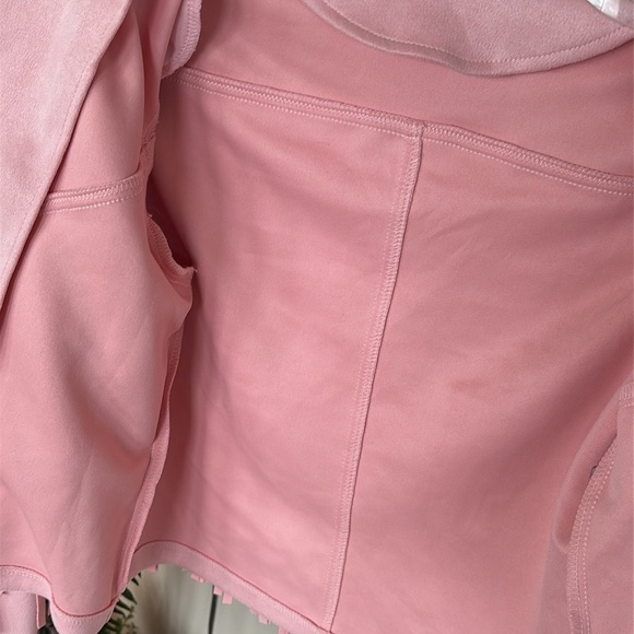 NWOT Pink Fringe Jacket Faux Suede Cropped Western Moto Tassel Cowgirl Pastel - Picture 13 of 14